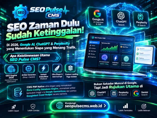 Tampilan dashboard SEO Pulse CMS website menampilkan analisis E-E-A-T AI untuk optimasi cepat dan efektif.